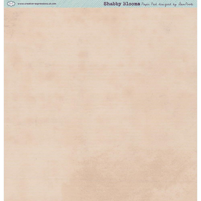 Creative Expressions - Sam Poole  8"x8" in Paper Pad - 160gsm - Shabby Blooms. This 8x8 inch Shabby Blooms paper pad designed by Sam Poole includes 24 single sided pages featuring 12 unique designs. 160gsm, Acid free. Available at Embellish Away located in Bowmanville Ontario Canada.
