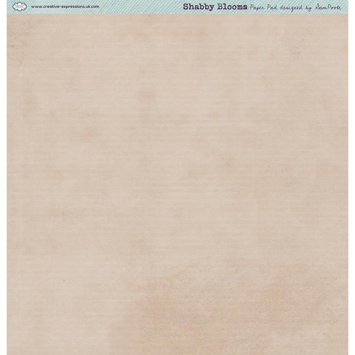 Creative Expressions - Sam Poole  8"x8" in Paper Pad - 160gsm - Shabby Blooms. This 8x8 inch Shabby Blooms paper pad designed by Sam Poole includes 24 single sided pages featuring 12 unique designs. 160gsm, Acid free. Available at Embellish Away located in Bowmanville Ontario Canada.