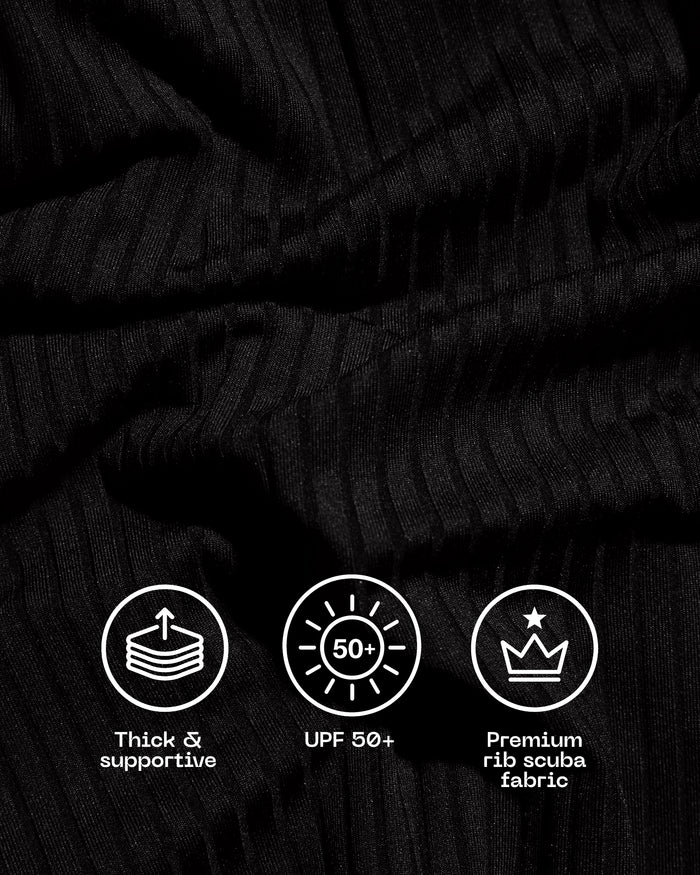 Fabric swatch of Crewy - Contour Rib Black/Tawny