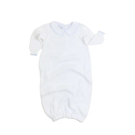 Cuclie Classic Cable Gown-White w/ Blue