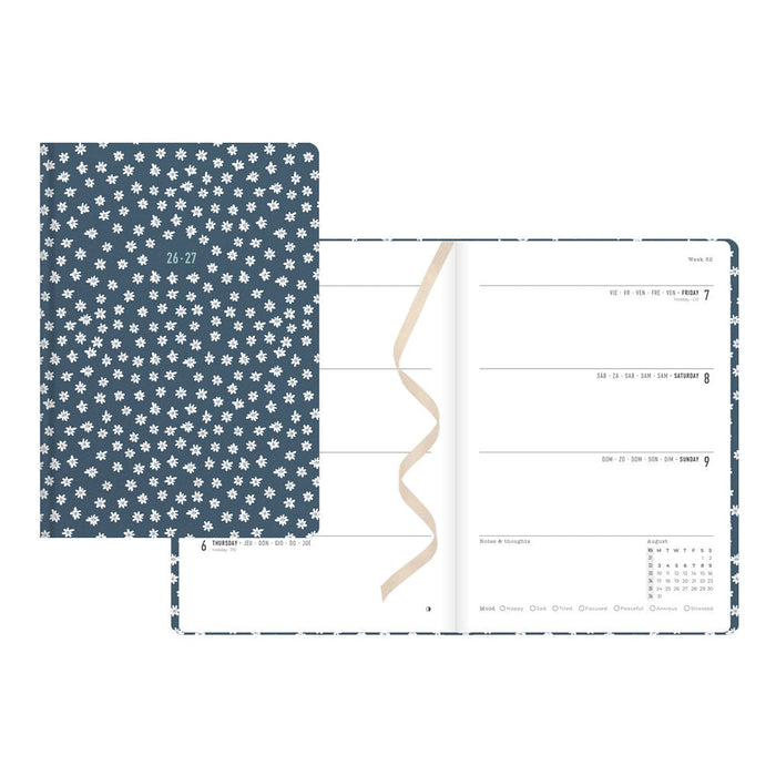 Daisies Academic Weekly Planner, A5, 2026 - 2027 - Multilingual 27-031865 #color_daisies-blue