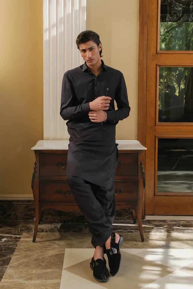 DARK GREY WASH N WEAR SHALWAR KAMEEZ