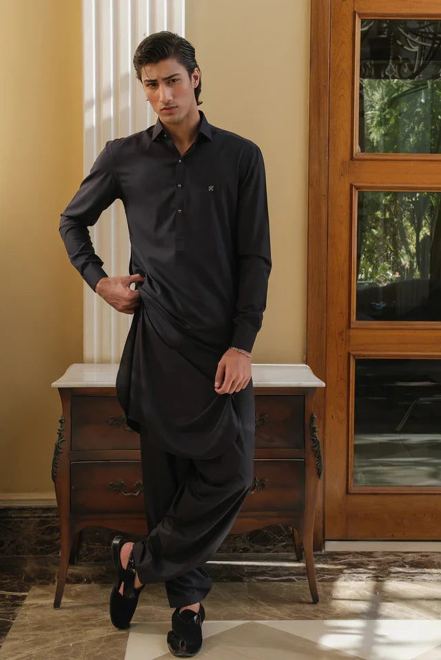 DARK GREY WASH N WEAR SHALWAR KAMEEZ
