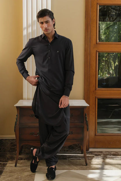 DARK GREY WASH N WEAR SHALWAR KAMEEZ