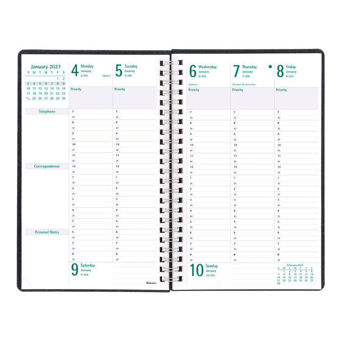 DuraFlex Weekly/Monthly Appointment Book, 2027, 13 Months Black C5910V.81T-27 Blueline#color_black