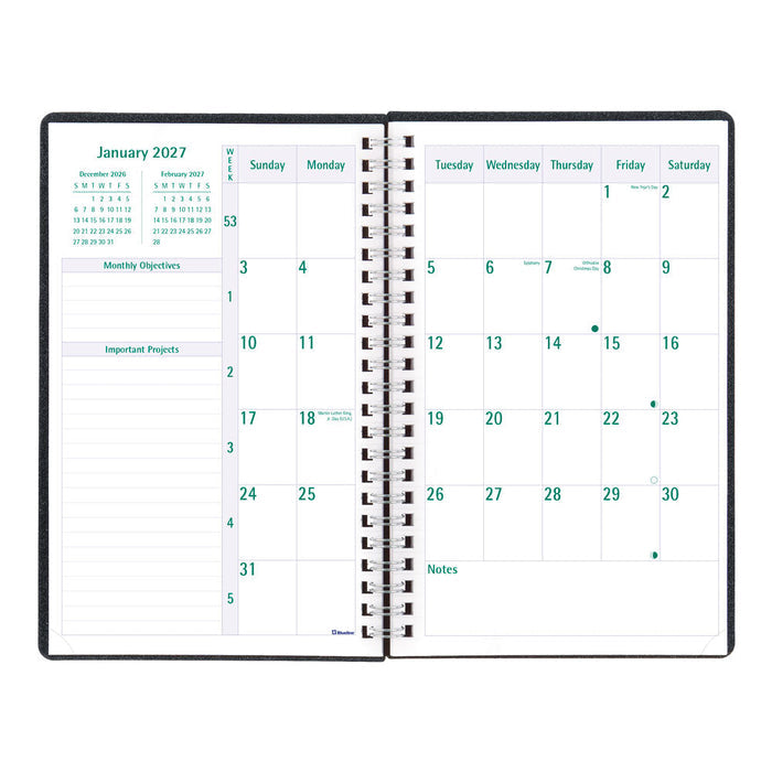 DuraFlex Weekly/Monthly Appointment Book, 2027, 13 Months Black C5910V.81T-27 Blueline#color_black