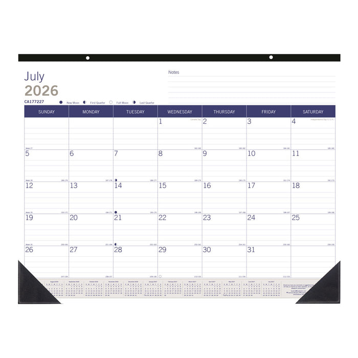 DuraGlobe™ Academic Monthly Desk Pad Calendar, Bamboo, 2026 - 2027, English (CA177227-27)