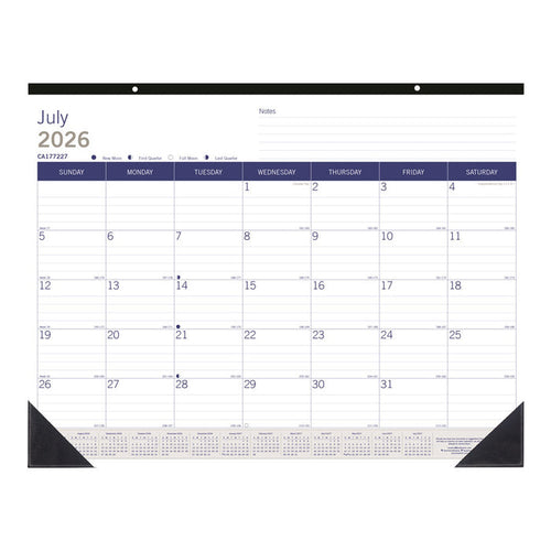 DuraGlobe™ Academic Monthly Desk Pad Calendar, Bamboo, 2026 - 2027, English (CA177227-27)