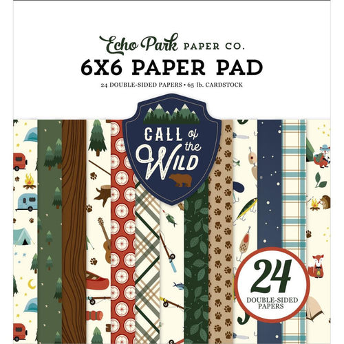 Echo Park - Double-Sided Paper Pad 6"X6" - 24/Pkg - Call Of The Wild. If you love creating with the smaller paper pads, this 6 x 6 inch paper pad from Echo Park is just the ticket. There are 24 double sided sheets of patterned paper. Available at Embellish Away located in Bowmanville Ontario Canada.