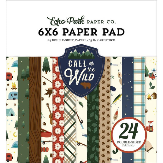 Echo Park - Double-Sided Paper Pad 6"X6" - 24/Pkg - Call Of The Wild. If you love creating with the smaller paper pads, this 6 x 6 inch paper pad from Echo Park is just the ticket. There are 24 double sided sheets of patterned paper. Available at Embellish Away located in Bowmanville Ontario Canada.
