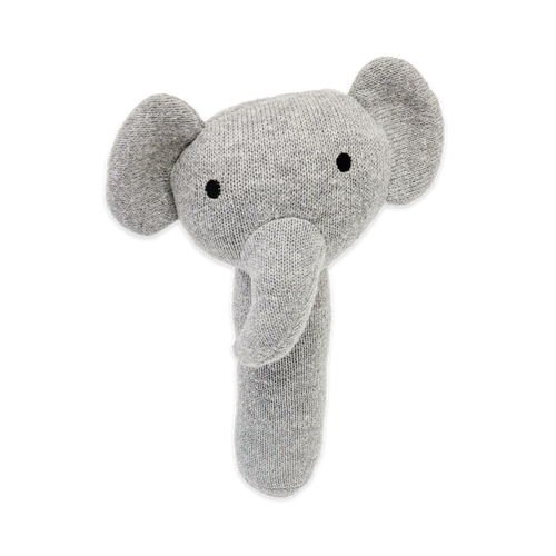 Elephant - Organic Stuffed Animal Baby Stick Rattle Toy