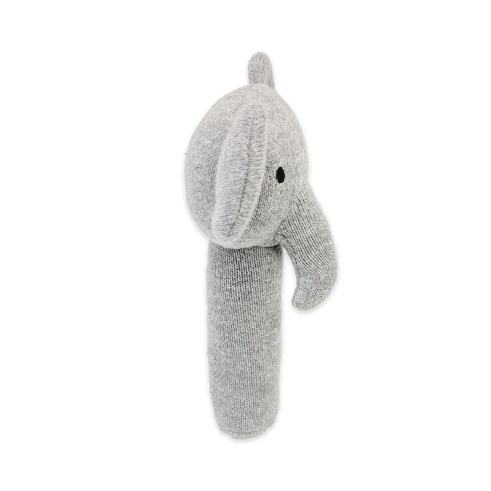 Elephant - Organic Stuffed Animal Baby Stick Rattle Toy