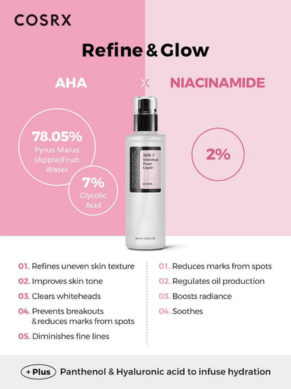 Cosrx AHA 7 Whitehead Power Liquid 100ml سائل كوسركس AHA 7 وايت هيد باور - Princess Cosmetics Qatar