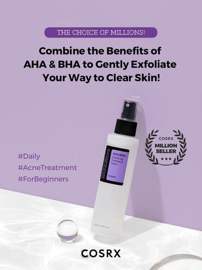 Cosrx AHA / BHA Clarifying Treatment Toner 150ml تونر كوسركس AHA / BHA المنقي للعلاج - Princess Cosmetics Qatar