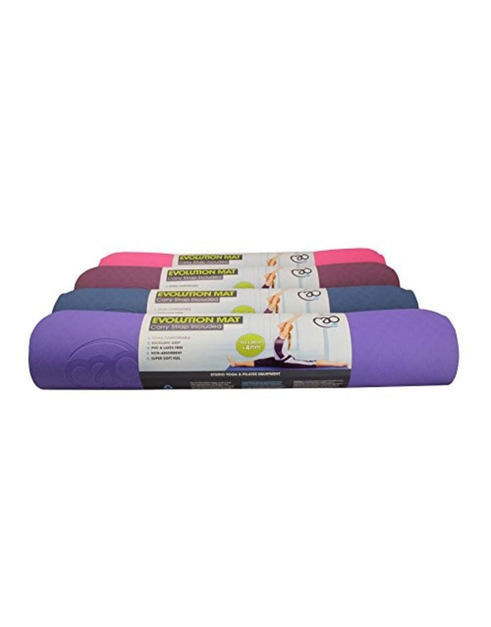 Eco-friendly Fitness Mad Evolution Yoga Mat 4mm in purple with green text