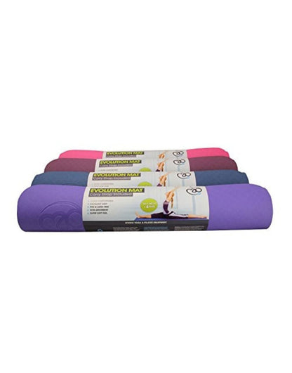 Eco-friendly Fitness Mad Evolution Yoga Mat 4mm in purple with green text