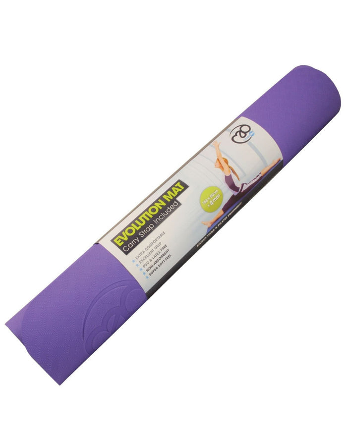 Purple Fitness Mad Evolution yoga mat with green accents and eco design