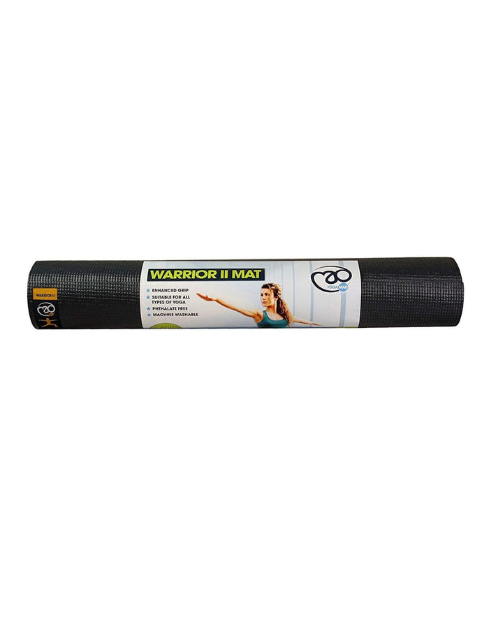 Black textured Fitness Mad Warrior Yoga Mat II 4mm with warrior branding