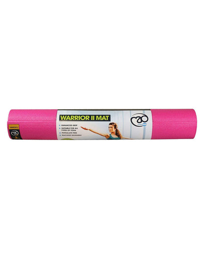 Pink Fitness Mad Warrior Yoga Mat II 4mm with warrior ii text