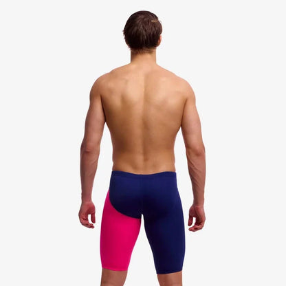 Funky Trunks men's Tidal Blast fast training jammer in navy and pink, designed for swimming and water sports.