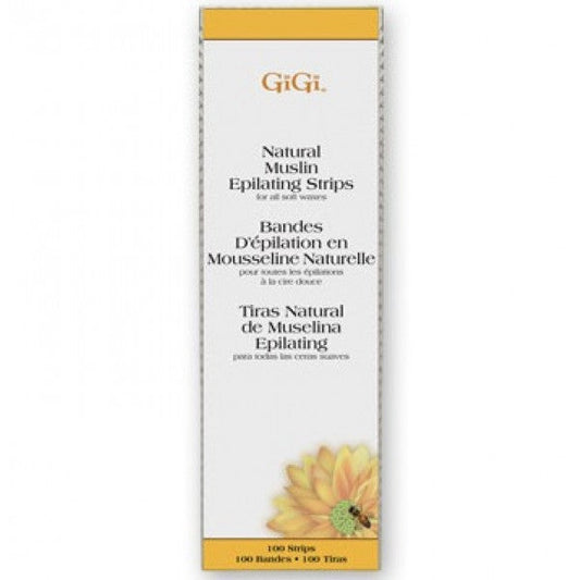 GIGI LARGE NATURAL MUSLIN EPILATING STRIPS - 100 PACK #0610 - Palms Fashion Inc.