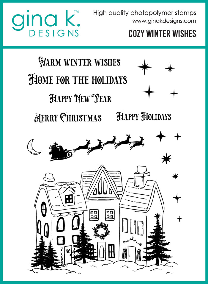 Gina K. Designs - Stamp & Die Set - Cozy Winter Wishes. Set by Hannah Drapinski. At Embellish Away in Bowmanville Ontario Canada.