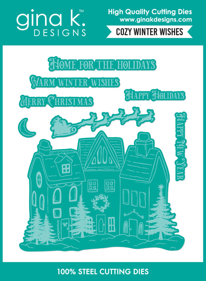 Gina K. Designs - Stamp & Die Set - Cozy Winter Wishes. Set by Hannah Drapinski. At Embellish Away in Bowmanville Ontario Canada.