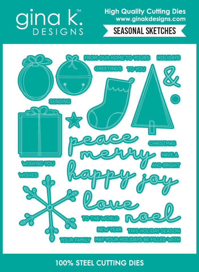 Gina K. Designs - Stamp & Die Set - Seasonal Sketches. Set by Beth Silaika. At Embellish Away in Bowmanville Ontario Canada.