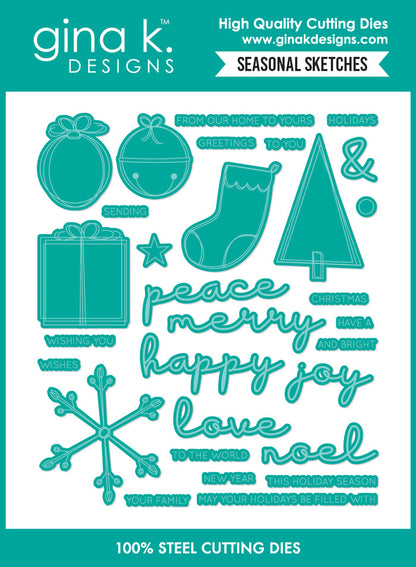 Gina K. Designs - Stamp & Die Set - Seasonal Sketches. Set by Beth Silaika. At Embellish Away in Bowmanville Ontario Canada.