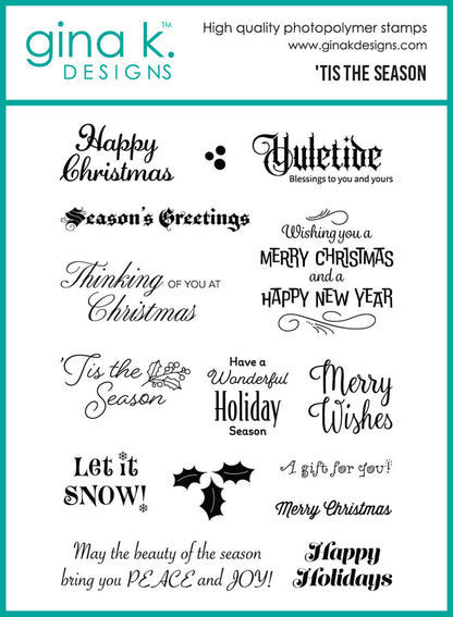 Gina K. Designs - Stamp & Die Set - 'Tis the Season. Set by Debrah Warner. At Embellish Away in Bowmanville Ontario Canada.