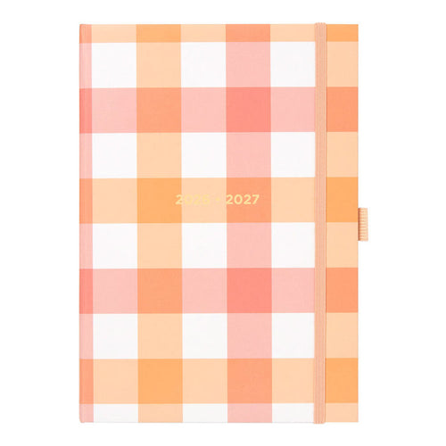 Gingham Academic Weekly Planner, A5, 2026 - 2027 - Multilingual 27-031930 #color_gingham-coral