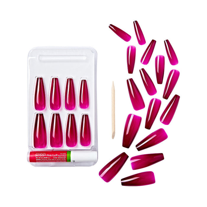 #Gjc07 Gold Finger Jelly Color Nails 24 Pcs