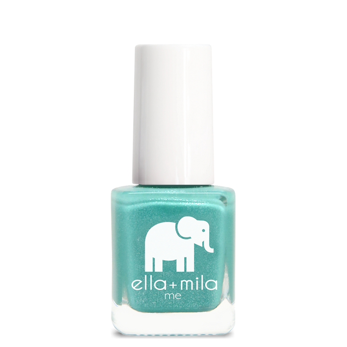 Glitter Me Green teal shimmer nail polish bottle – ella+mila