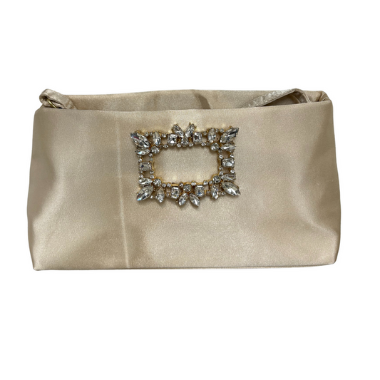 Gold Beige Satin Evening Handbag