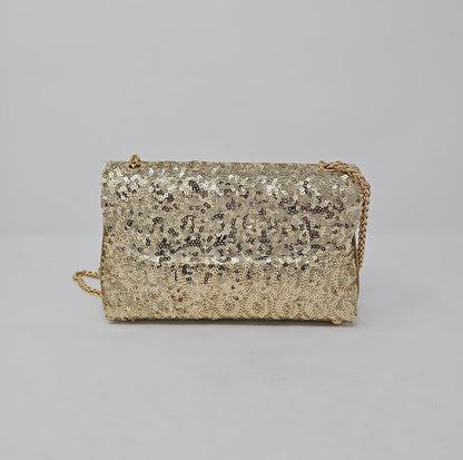 Gold Sequin Glitter Clutch Bag