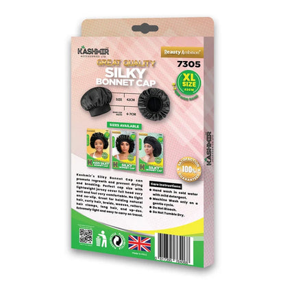 Great Quality Silky Bonnet Cap Extra Large Black - 7305