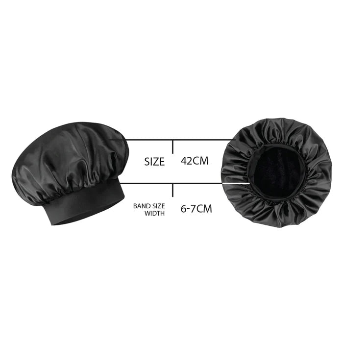 Great Quality Silky Bonnet Cap Extra Large Black - 7305