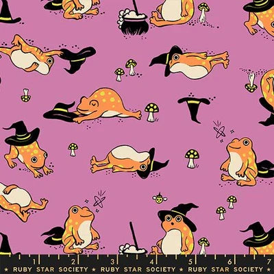 Heliotrope- Mushroom Frogs- Freaky Familiars- Fat Quarter
