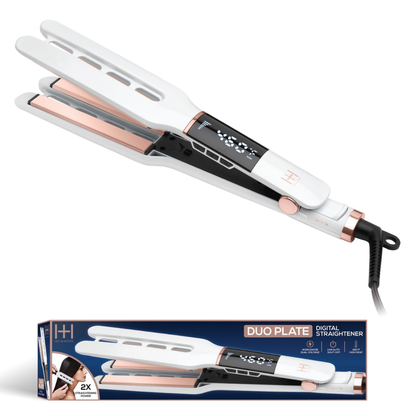 Hot & Hotter Dual Plate Digital Ceramic Flat Iron 1/2in, 1 Count Hair Straightener, White