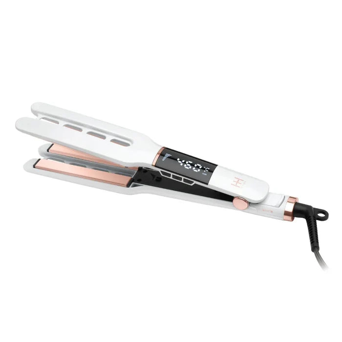 Hot & Hotter Dual Plate Digital Ceramic Flat Iron 1/2in, 1 Count Hair Straightener, White