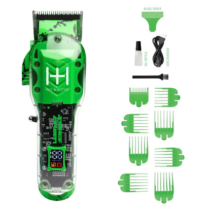 Hot & Hotter Professional Clear Rechargeable Clippers, 1 Count, Space Green