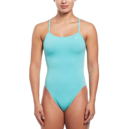 Nike Hydrastrong solid cutout one-piece swimsuit in Aurora Green, featuring a sleek design and cutout details for active swimming.