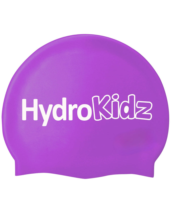 Purple HydroKidz high quality silicone swim cap for kids 2-8 years