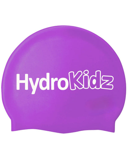 Purple HydroKidz high quality silicone swim cap for kids 2-8 years