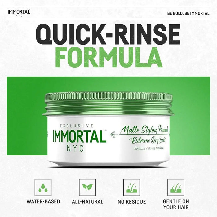 Immortal NYC Matte Styling Pomade – Strong Hold, Matte Finish, Extra Volume IMMORTAL NYC