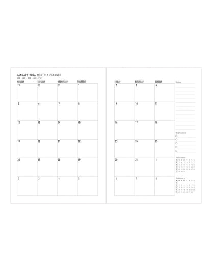 Letts of London Inspire A5 Week to View Planner 2026 - Multilanguage Navy 26-082484 #color_navy