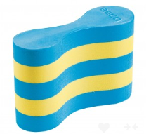 Blue and yellow wavy foam pull buoy in Instructors Kit - Medium