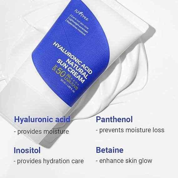 Isntree Hyaluronic Acid Natural Sun Cream SPF50+ - Sunscreen / Facial Sun Protection - Isntree -- United Arab Emirates -- Pinky Cosmetics