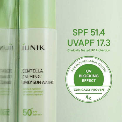 Iunik Centella Calming Daily Sun Water 120ml ماء إيونيك سنتيلا المهدئ للاستخدام اليومي تحت أشعة الشمس - Princess Cosmetics Qatar