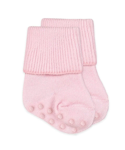 Jefferies Pink Non-Skid Fold Over Socks